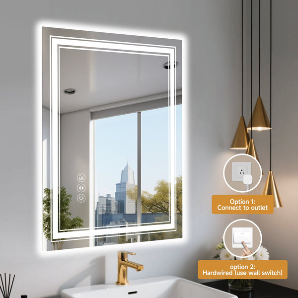 English Elm 28X36 Inch Frameless Led Smart Bathroom Mirror With Adjustable Lighting & Anti-Fog Features T3757P347016