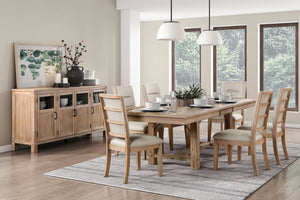 English Elm Light Oak Acacia Veneer Extendable Dining Table Seats 8 with Self Storing Leaf B011P284418