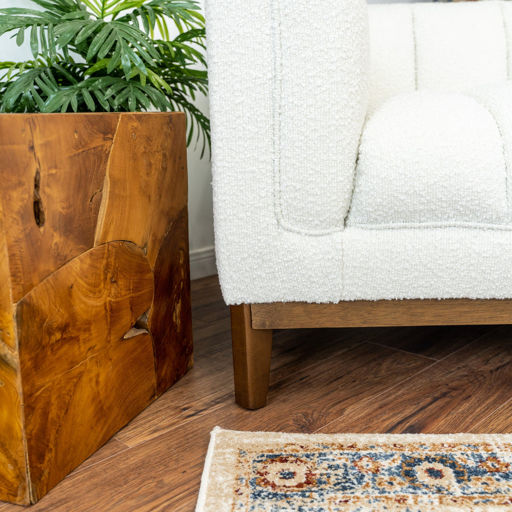 English Elm Ashcroft Furniture - Melissa Mid-Century Boucle Sofa in White or Brown - Pet-Friendly, Stain-Resistant, High-Density Comfort B183P231873