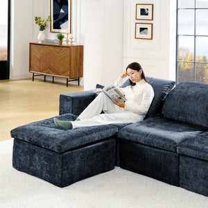English Elm 143" U Shaped Chenille Sectional Sofa Deep Seat Cloud Comfort for Living Room W1117S00234