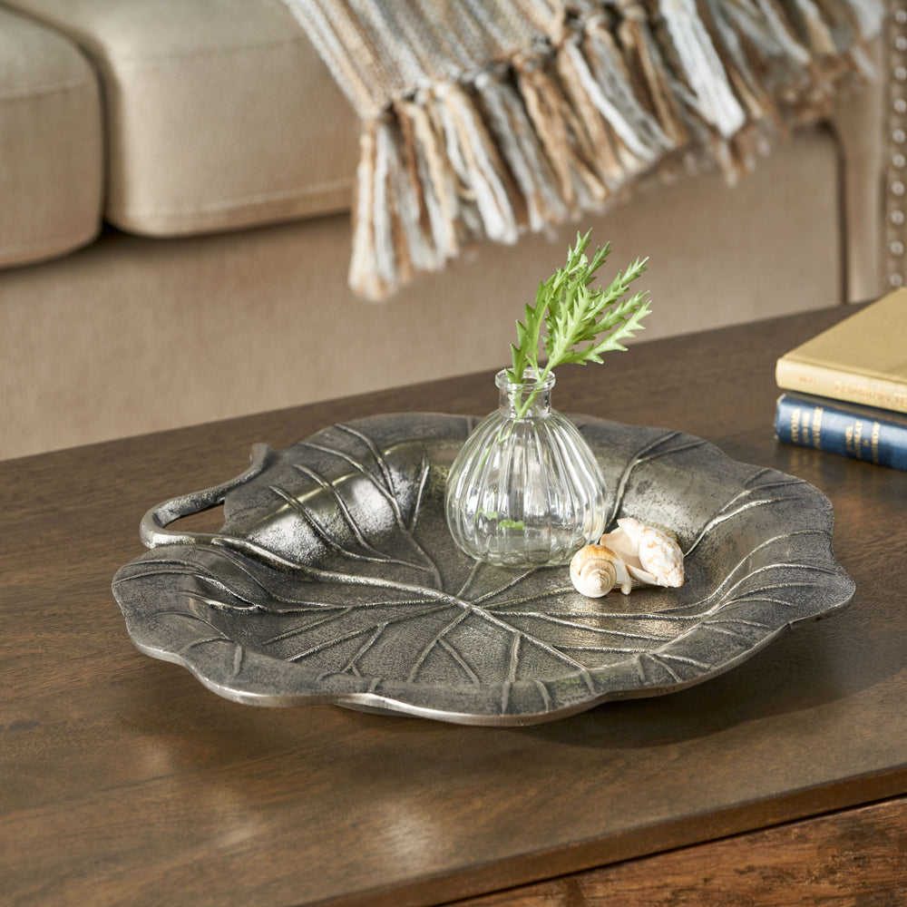 English Elm Christopher Knight Home® - Platter Elegant Oval Aluminum & Glass Serving Tray with Floral Motif, Chills or Heats, Handwash Only (16.5") 71639.00
