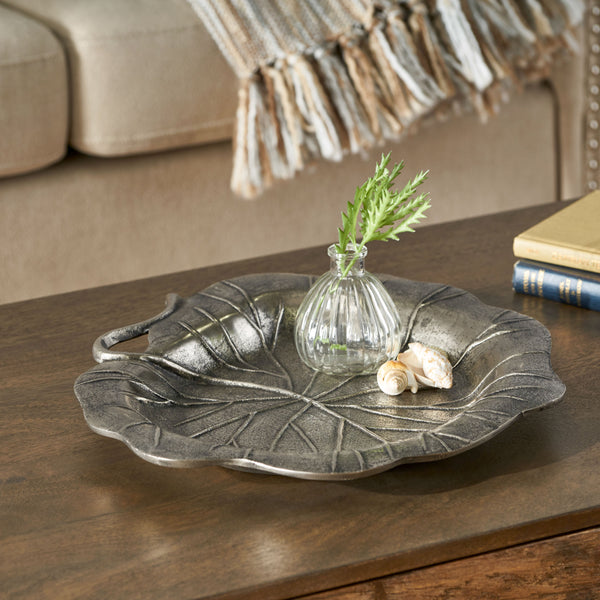 English Elm Christopher Knight Home® - Platter Elegant Oval Aluminum & Glass Serving Tray with Floral Motif, Chills or Heats, Handwash Only (16.5") 71639.00