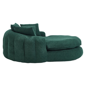 English Elm Oversized Memory Foam Chenille Bean Bag Sofa with Ergonomic Back Support, 3 Large & 2 Small Pillows Emerald W395P359413