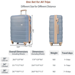 English Elm Luggage 4 Piece Abs Hardshell Set with Spinner Wheels Tsa Lock and Weekender Bag N726P218511C