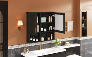 English Elm 2-in-1 Matte Wall Mounted Medicine Cabinet Soft Close Mirror Storage for Bathroom Vanity Black N710P389456B