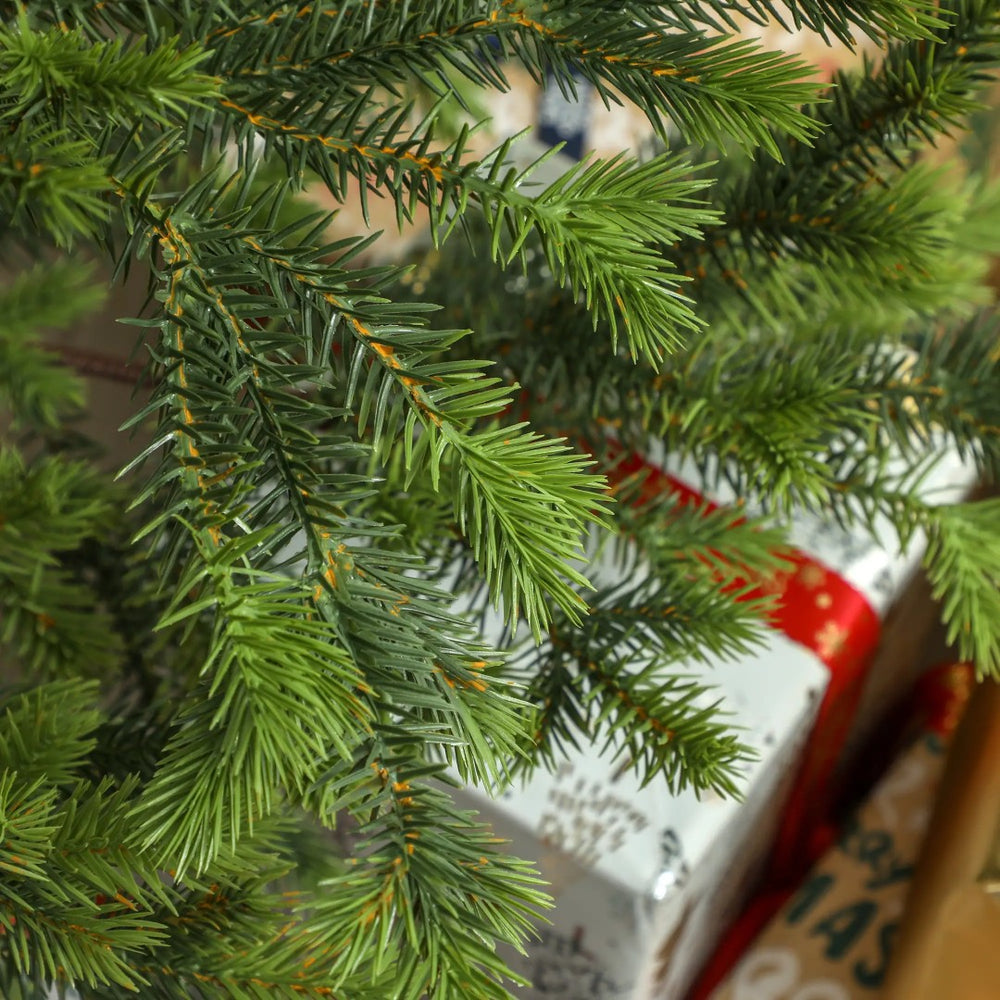 English Elm 9ft Sparse Artificial Cedar Christmas Tree with Pe Needles and Sturdy Steel Base T3971P400983