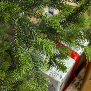 English Elm 9ft Sparse Artificial Cedar Christmas Tree with Pe Needles and Sturdy Steel Base T3971P400983