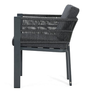 English Elm Outdoor Woven Rattan Aluminum Dining Chairs Set of 2 Coastal Patio Seating Grey N779P368549G
