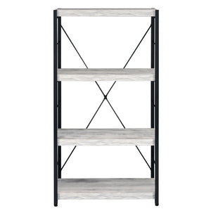 English Elm Antique industrial rustic 3-shelf bookcase with faux concrete shelves, metal sled frame, durable style B062P185716