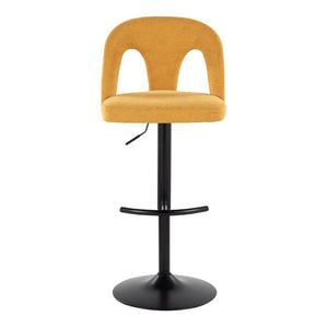 English Elm Adjustable Swivel Barstools Set of 2 Bold Yellow Fabric Matte Black Metal Frame B202S01952