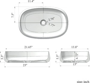 English Elm Vessel Sink Oval Resin Above Counter Basin Handcrafted Translucent Modern Bathroom W3034P300022