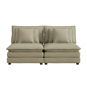 English Elm 70.8" Modern Sofa Modular Corduroy Couch with Pocket-Spring Seating, Removable Backrest & Pillows Brown N719P223236D