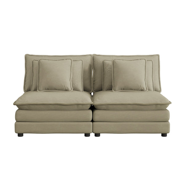 English Elm 70.8" Modern Sofa Modular Corduroy Couch with Pocket-Spring Seating, Removable Backrest & Pillows Brown N719P223236D