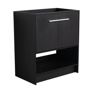 English Elm 30" Freestanding Bathroom Vanity Cabinet with 2 Doors, Integrated Basin & Open Shelf, Modern Ergonomic Design Dark Oak W1972P268399