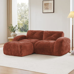 English Elm L-shaped Velvet Sectional Sofa Tufted Modular Design with High Density Foam Boneless Build Red+Brown W714S01594