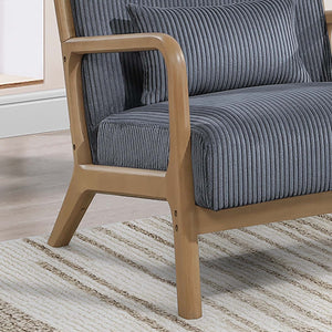 English Elm Dark Gray Modern Accent Chair with Corduroy Upholstery and Pillow, Low-Profile Reclined Design for Cozy Rooms B011P369876