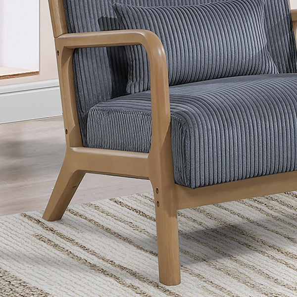 English Elm Dark Gray Modern Accent Chair with Corduroy Upholstery and Pillow, Low-Profile Reclined Design for Cozy Rooms B011P369876