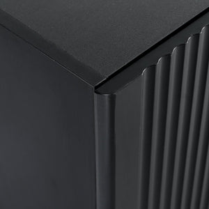 English Elm ON-TREND Fluted TV Stand for Up to 80" TVs with Cable Management, Gold Wood Legs & Ample Storage Black WF531671AAB