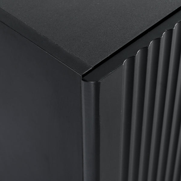 English Elm ON-TREND Fluted TV Stand for Up to 80" TVs with Cable Management, Gold Wood Legs & Ample Storage Black WF531671AAB