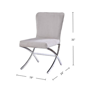 English Elm Set Of 2 Armless Side Chairs In Grey Velvet With Chrome Base - Stylish, Comfortable, Modern Design B016P314615-GIGA