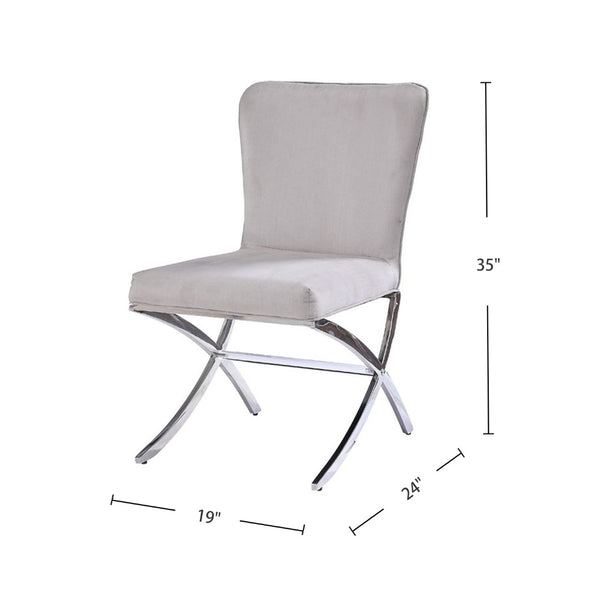 English Elm Set Of 2 Armless Side Chairs In Grey Velvet With Chrome Base - Stylish, Comfortable, Modern Design B016P314615-GIGA