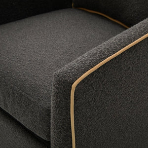 English Elm Swivel Barrel Accent Chair Boucle Upholstered with 360 Base for Living Room Corners Dark Grey N763P376127R