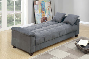 English Elm Modern Adjustable Sofa with USB Port, Gray Microfiber Futon w/ Hidden Storage, Tufted Cube Design B011P381505