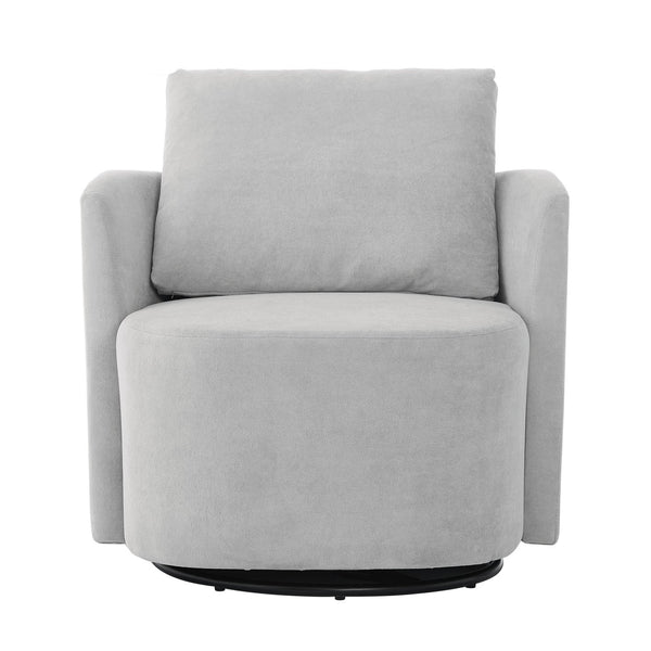 English Elm 360° Swivel Chair - Stylish Grey Upholstered Barrel Armchair For Living Room, Office, And Hotels N719P272681E