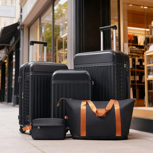 English Elm Luggage Set 5 Piece Abs Hardside Expandable Spinner Wheels Tsa Lock Travel Bags Black N732P326115B