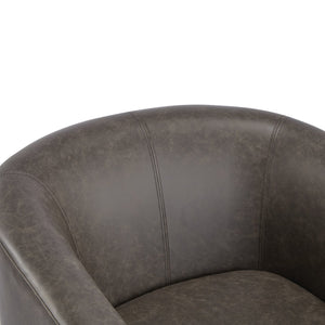 English Elm Christopher Knight Home® - Wilmore Faux Leather Swivel Barrel Chair with 360° Rotation, Tub Design, Gold-Accent Finish, No Assembly Required Dark Brown 32 L x 30.75 W x 29 H N776P246091D