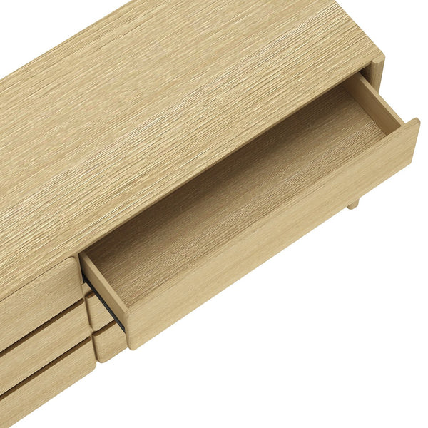 English Elm Linda 72" Dresser Natural Oak – 6-Drawer Minimalist Low-Profile Storage with Rich Wood Grain Appeal B365S00067