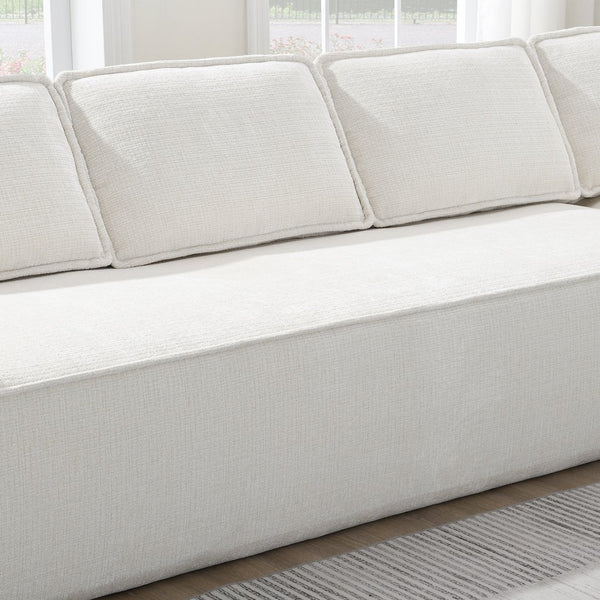 English Elm 129.5" Minimalist Modular Sectional Sofa – Wrinkle-Resistant Chenille, No-Assembly L-Shape Comfort and Flexibility Beige N723S9685A