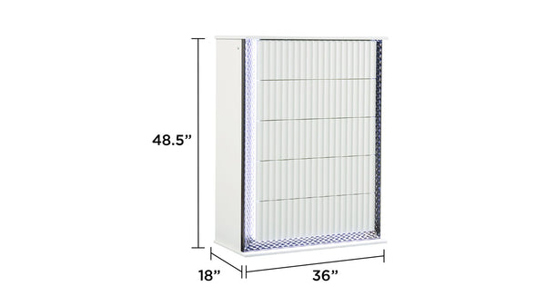 English Elm Fabio Contemporary 5-Drawer Chest with Diamond Side Accents, LED Lighting & Velvet-Lined Top Drawer B009P309321