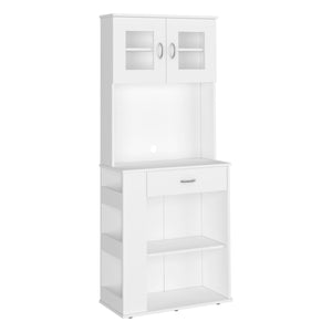 English Elm Poole Pantry Cabinet White with Microwave Countertop, Drawer, 3 Side Shelves & Adjustable Legs B128P148963