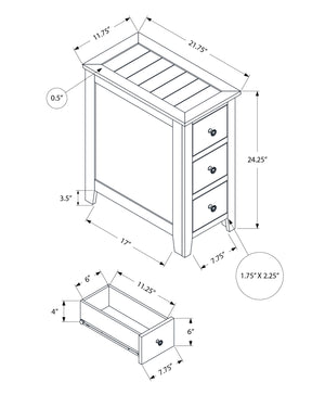 English Elm Accent Table For Small Spaces - Espresso Veneer Nightstand With 3 Storage Drawers & Modern Design B2710P219468