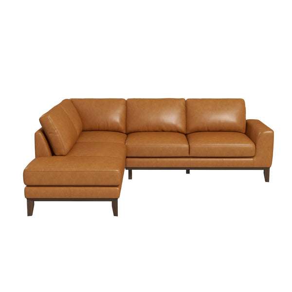 English Elm Ashcroft Furniture - London Leather Sectional Sofa - Left-Facing Tan Design With Plush Comfort & Timeless Style For Living Rooms B183S00076
