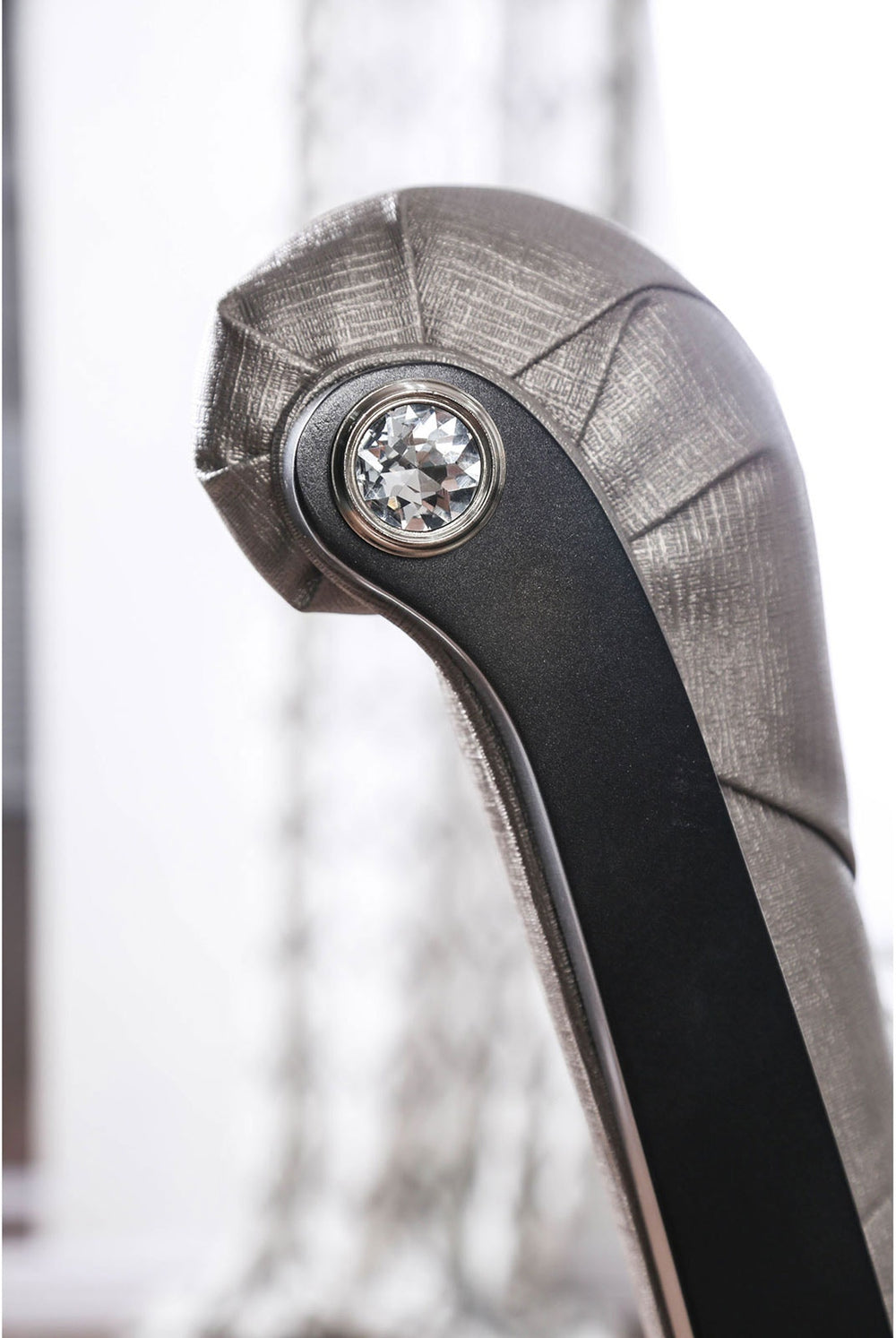 English Elm Set of 2 Gray Faux Leather Dining Chairs with Crystal Button Tufting, Padded Seats & Stylish Frame B016P222680