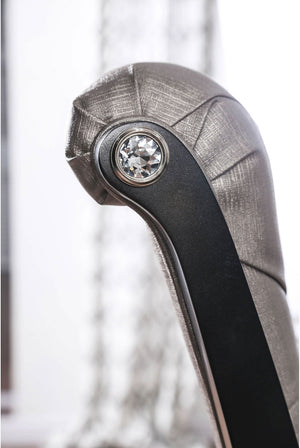 English Elm Set of 2 Gray Faux Leather Dining Chairs with Crystal Button Tufting, Padded Seats & Stylish Frame B016P222680