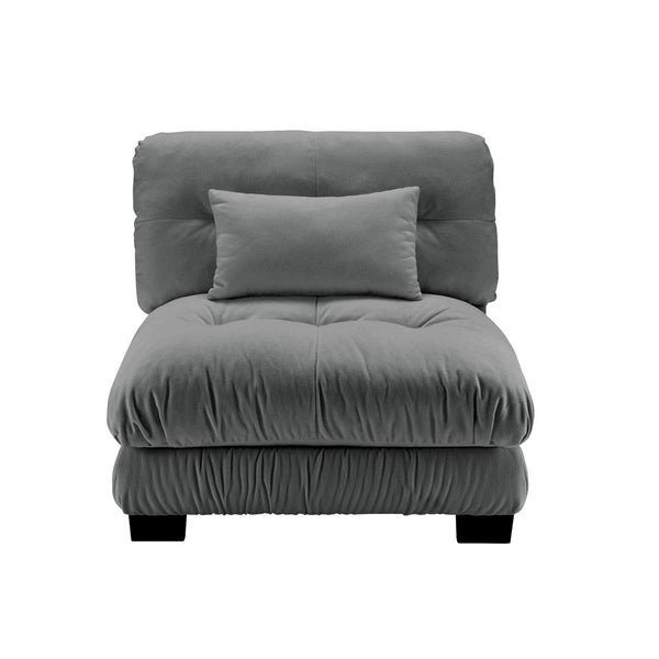 English Elm 27 Modular Armless Chenille Sofa Unit with Solid Wood Frame for Flexible Living Room Seating Gray W714P253482