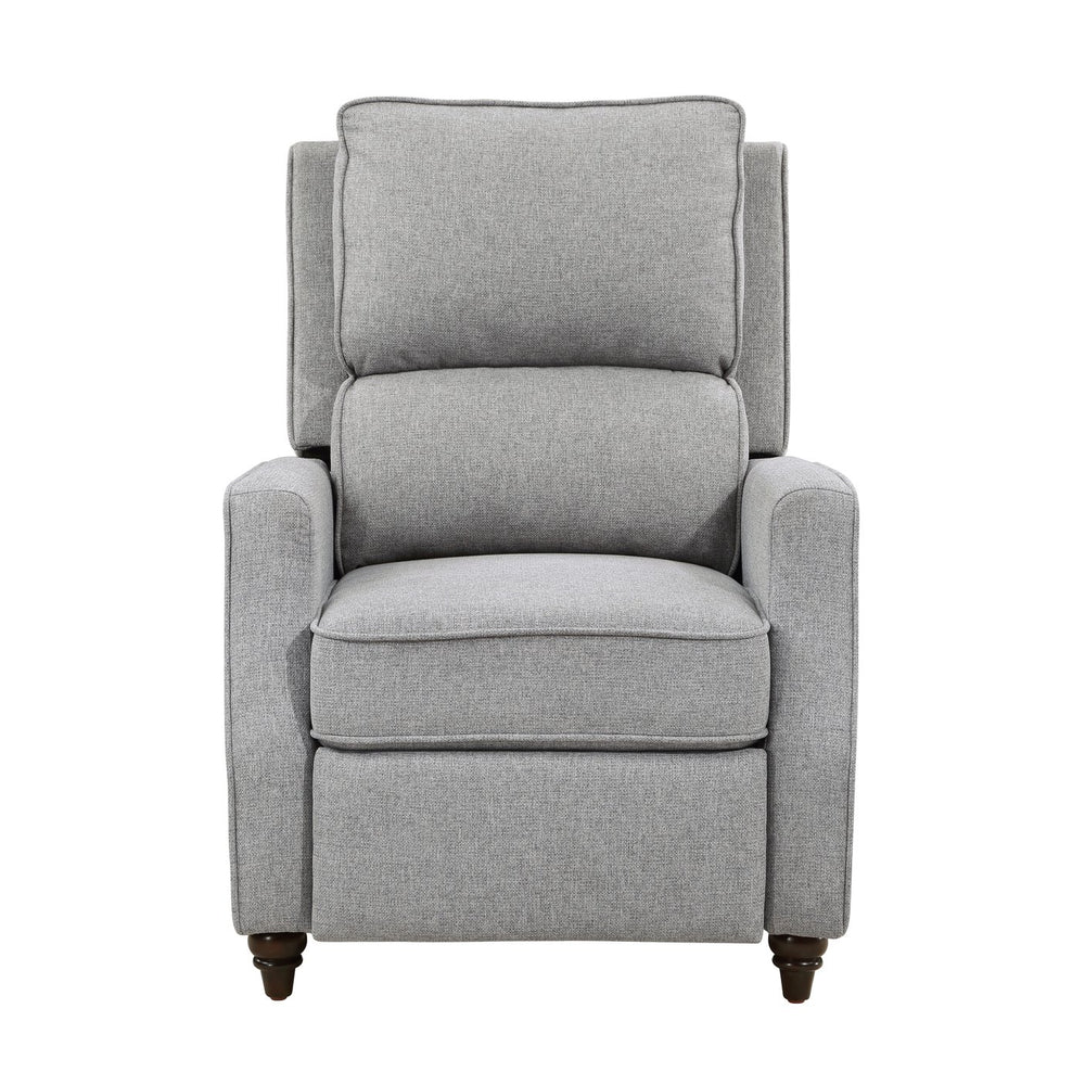 English Elm Gray Push-Back Reclining Chair with Textured Fabric, Transitional Comfort, Turned Wood Legs, 29.5x37x42" B011P395862