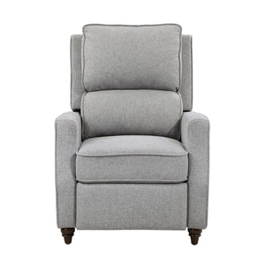 English Elm Gray Push-Back Reclining Chair with Textured Fabric, Transitional Comfort, Turned Wood Legs, 29.5x37x42" B011P395862