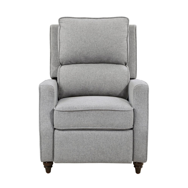 English Elm Gray Push-Back Reclining Chair with Textured Fabric, Transitional Comfort, Turned Wood Legs, 29.5x37x42" B011P395862