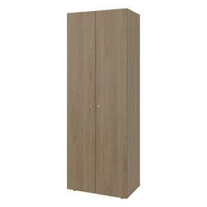 English Elm Armoire 66.9" H With 2 Doors & 4 Shelves, Modern Natural Oak & White Design For Stylish Storage B097P395867