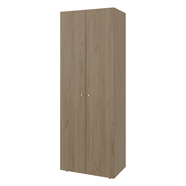 English Elm Armoire 66.9" H With 2 Doors & 4 Shelves, Modern Natural Oak & White Design For Stylish Storage B097P395867