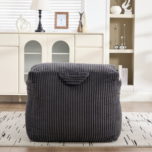 English Elm Big Corduroy Lounger Bean Bag with Ottoman Memory Foam Fill for Living Room Dark Gray W395P435355