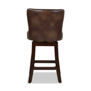 English Elm Jennifer Taylor Home - Holmes Tufted High-Back 360 Swivel Counter Stool in Mid Faux Leather — Handcrafted Comfort & Support Brown B2719P238379