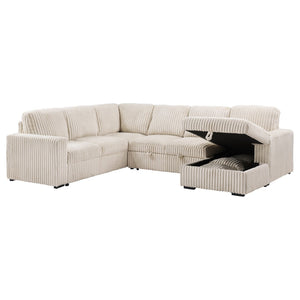 English Elm Thurston Corduroy Sectional Sofa with Hidden Chaise Storage and Pop-up Sleeper Camel B062S01483