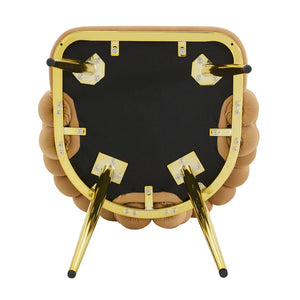 English Elm Modern Velvet Bubble Back Dining Accent Chair Set Glam Sculpted Upholstered Seating Brown,Gold W3875P446131