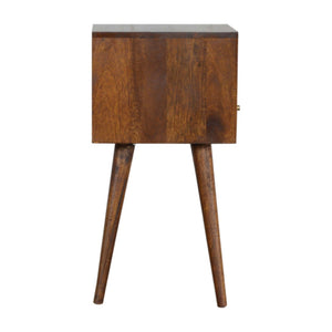 English Elm Solid Wood Mini Chestnut Nightstand With Nordic Legs - Stylish, Compact, Handcrafted Storage Solution B182P279309-GIGA