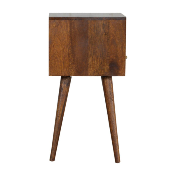 English Elm Solid Wood Mini Chestnut Nightstand With Nordic Legs - Stylish, Compact, Handcrafted Storage Solution B182P279309-GIGA